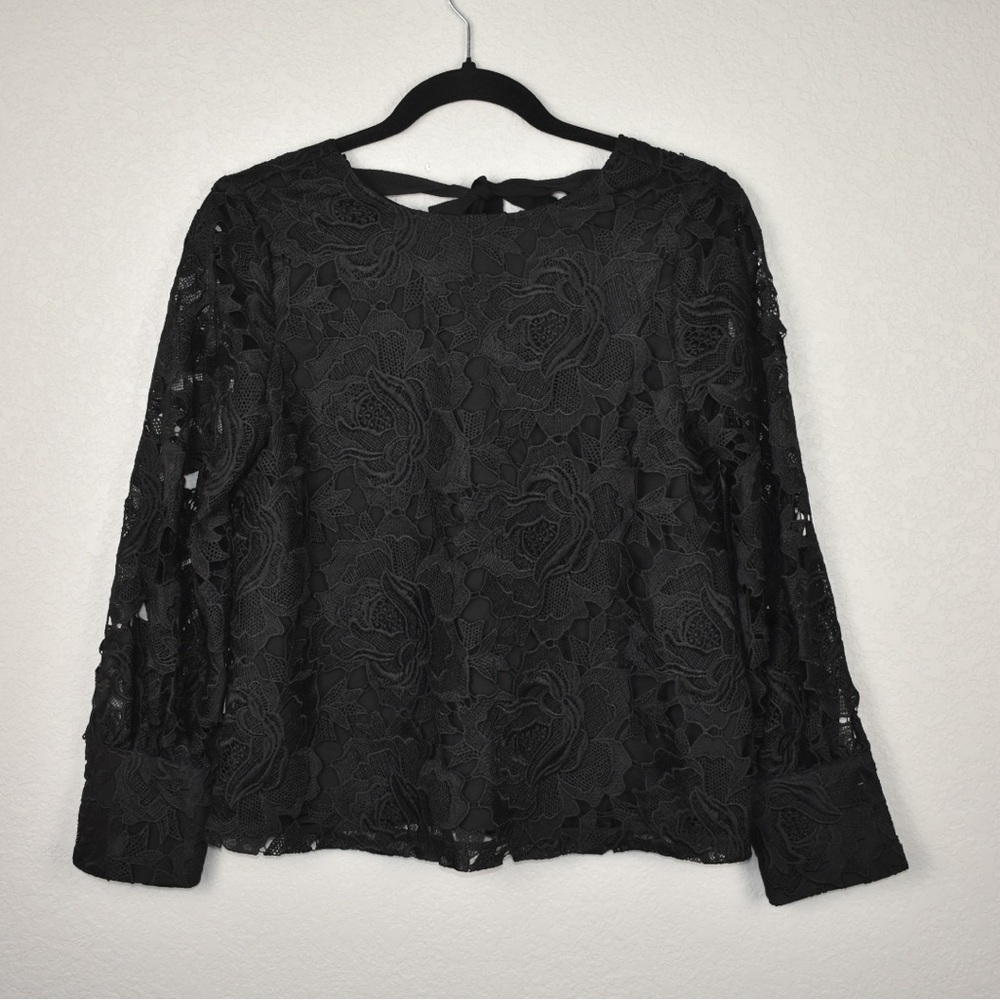 Halogen Black Lace/Embroidered blouse size XXS